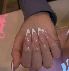 Woman’s Tattoo Placement, Long Round Acrylic Nails Classy, Long Almond White French Tip Nails, Almond Nails Deep French, Sculpted Almond Nails, Gelx Apres Nails French Tip, French Tip Pointy Almond Nails, Long Acrylic Nails Pointy, Almond French Chrome Nails