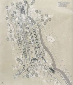 an old map shows the location of several buildings