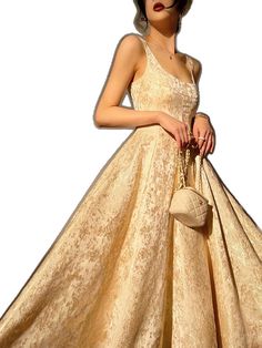 Gold A-line Evening Dress For Cocktail, Gold Evening Midi Dress, Gold Midi Evening Dress, Luxury Gold Midi Dress For Party, Luxury Gold Midi Dress For Evening, Beige Midi Length Evening Dress, Champagne Midi Dress For Evening, Gold Midi Dress For Evening, Beige A-line Midi Evening Dress