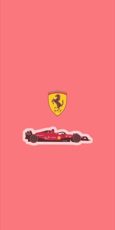 a red ferrari car on a pink background