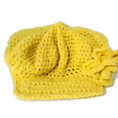 "A hat is that special element to add to your outfit to make it one-of-a-kind" ﻿andrea wagner This soft to the touch beanie with cap, newsboy hat was crochet from yellow 85 % cotton yarn and 15% polyester, a crochet flower was added on the left side of the hat. Measurements: Circumference of the opening of the hat: 21 1/2 inches and might extend 1 inch. High (from top of head to ears) of the hat: 9 inches Bill: 2 inches Flower: 4 1/2 inches Specifics of the handmade hat: Crochet Crochet flower a Cotton Yarn Crochet, Crochet With Cotton Yarn, Newsboy Hat, Hat Crochet, News Boy Hat, Handmade Hat, Crochet Handmade, Polyester Yarn, Crochet Flower