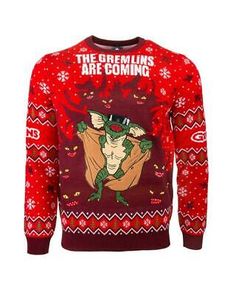 Premium Quality OFFICIAL CHRISTMAS JUMPER UGLY SWEATER GREMLINS XMAS MOVIE FLASHER 80'S HORROR, Mens Sweaters The Gremlins, Film Cult, Ugly Sweater Christmas, Cult Movies, Christmas Jumper, Sweater Christmas, Gremlins, Ghostbusters, Easy Gifts