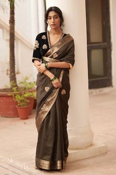 Buy Black Saree Silk Woven And Embroidered Surma Rani Phool & Blouse Set For Women by Label Earthen Online at Aza Fashions. Traditional Dola Silk Blouse Piece For Formal Occasion, Traditional Formal Dola Silk Blouse Piece, Black Art Silk Saree Blouse, Black Cotton Silk Traditional Wear With Unstitched Blouse, Formal Dola Silk Blouse Piece, Black Blouse With Zari Weaving For Festive Occasions, Festive Black Blouse With Zari Weaving, Black Eid Blouse With Self Design, Black Self Design Blouse For Eid