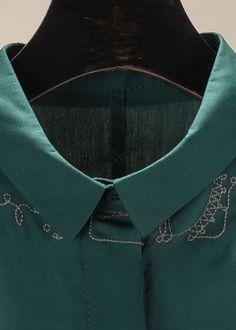 Classy Green Turn-down Collar Embroideried Solid Cotton Shirts Long SleeveFabric: CottonSize & Fit: Fit: This garment fits true to size.Length: Size s measures 23.01"from shoulder to hemBust: Great for any cup size. Waist: Loose Fit. Comfortable room throughout midsection.Hip: Loose Fit - room for hips. Hand Wash Cold. Green Embroidered Collared Shirt, Green Embroidered Button-up Shirt, Embroidered Collared Winter Tops, Shirts Long Sleeve, Comfortable Room, Cotton Shirts, Cup Size, Cotton Shirt, Women's Blazer