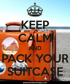 an orange suitcase with the words keep calm and pack your suitcase in front of it