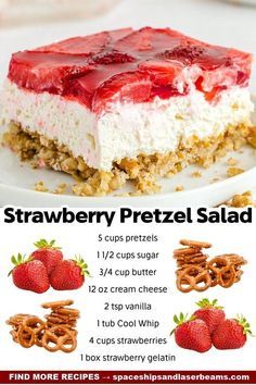 the strawberry pretzel salad is ready to be eaten