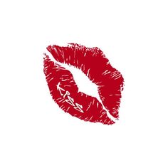 a red lipstick imprint on a white background