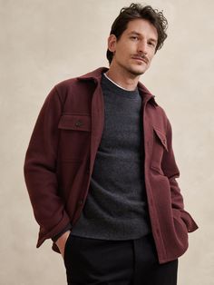 Men’s Over 40 Fashion, Men Winter Casual Outfits, Deep Winter Color Palette Outfits Men, Mens Fashion Pastel, Casual Merino Wool Button-up Outerwear, Long Sleeve Tops With Flap Pockets For Winter, Wool Shacket With Pockets For Winter, Wool Shacket With Pockets For Fall, Winter Wool Shacket With Pockets