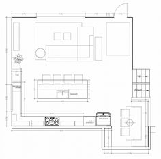 the floor plan for a kitchen and living room