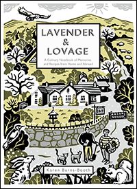 the cover of lavender and lovage, with an image of a village in the background