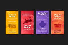 three vertical banners for stay at home