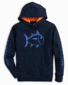 Boys Ryker Skipjack Print Hoodie Navy Blue Hoodie