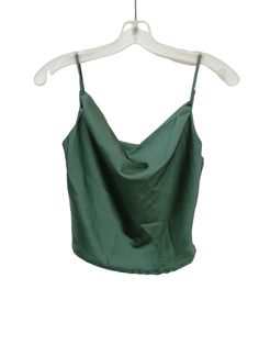 Dress Forum Women's Green Sleeveless Spaghetti Strap Cowl Neck Tank Top Size S Brand: Dress ForumDepartment: WomenStyle: TankType: TopColor: GreenPattern: SolidMaterial: Polyester Blend Condition: Pre-owned In Good Condition MeasurementsChest-Armpit: 28 inWaist: 25 inLength: 14 in