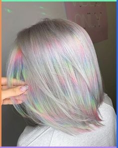 Short Holographic Hair, Prism Highlights, Simple Diy Hairstyles, Buns Braids, Brown Hair Inspiration