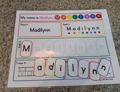 a close up of a sheet of paper with words on it that spell out the name madison