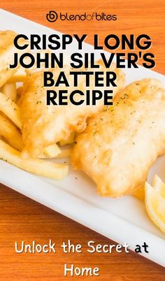 crispy long john silver's batterer recipe on a plate with lemon wedges