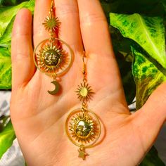 Embody The Divine Feminine And Masculine Energy With These Mismatch Sun And Moonchild Celestial Earrings! Apollo’s Curiosity Jewelry Guarantee That Our Divine, Empowering, And Abstract Earring Designs Will Make You Feel Like The It Girl Every Time. Handmade Item Materials: Brass Location: Earlobe Closure: Ear Wire Sun Themed Jewelry, Whimsical Gold Jewelry For Summer, Whimsical Gold Earrings For Festival, Mystical Makeup, Divine Feminine And Masculine, Feminine And Masculine Energy, Celestial Sun And Moon, Celestial Aesthetic, Otherworldly Beauty