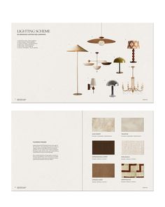 two pages with different lighting fixtures in them