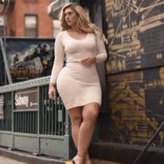 This Dress Brings The Curve... Can Also Be Worn Off The Shoulder Mid Size Fashion, Beige Dress, Curvy Women Outfits, Woman's Fashion, Beige Dresses, Beautiful Curves, Curvy Girl Fashion, Curvy Outfits, Beautiful Woman