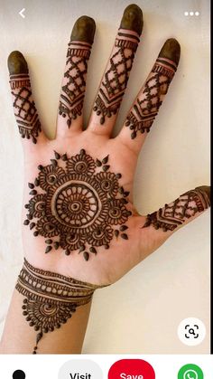 the hand is decorated with henna designs on it