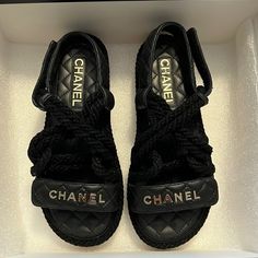 Only Worn 2 Times. Purchase At Nordstrom. No Longer Available In Stores Chanel Rope Sandals, Chanel Mules, Chanel Pumps, Dad Sandals, Chanel Sneakers, Rope Sandals, Pearl Sandals, Chanel Sandals, Chanel Brand