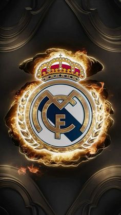 the real madrid crest on fire