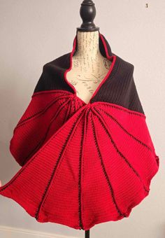 A beautiful large bat wing shawl that will keep you warm and be great for cosplay. Pattern is by Crafty Intentions Red One Size Cape, Red One-size Cape Shawl, Bat Wing Shawl, Bat Shawl, Bat Clothes, Crochet Cosplay, Wing Shawl, Crafty Intentions, Oc Stuff