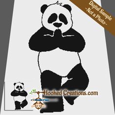 a panda bear is standing with his arms crossed in front of him, and the words hooked creations are below it