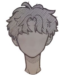 a drawing of an anime character's head with his hair pulled back to the side