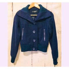 Recycled Wool Blend Short Pea Coat New With Tags By White Rivet Size Small Button Closure, Zip Pockets, Elbow Patches Length: 20” Bust: 19” Sleeve: 25.5” Thanks! Navy Jacket, Elbow Patches, Pea Coat, Wool Blend, Zip Pockets, Jackets & Coats, Jackets For Women, Wool, Navy