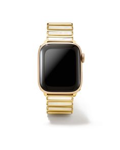 Buy Leanor Gold Tone Stainless Steel Watch Band in Ivory Mother-of-Pearl at KendraScott. Black Apple Watch Band, Chain Watch, Apple Watch Fashion, Apple Band, Gold Apple Watch, Black Apple, Apple Watch Series 1, New Bands, Simple Jewelry