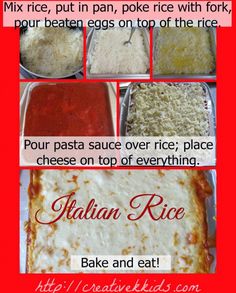 an advertisement for italian rice with instructions to make it in the oven and then baked