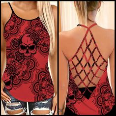 AIO Pride Flower Mandala Skull Criss-cross Tank Top Our new style tank top for ladies! It is not your average tank. This stylish top features a crisscross strappy design with a scoop neck front and back. Perfect camisole Tank top for yoga, exercise, fitness, gym, running, any type of workout or everyday Use. Our active wear combine fashion, function and performance. Made of 100% micro fiber, Soft & lightweight fabric for cool & dry all day comfort. Dye-sublimation printing. For solid colours and Summer Tank Top With Skull Print, Sleeveless Summer Top With Skull Print, Sleeveless Skull Print Top For Summer, Summer Skull Print Tank Top, Summer Cross Back Tank Top With Straps, Summer Tops With Straps And Cross Back, Casual Summer Tank Top With Crisscross Back, Casual Crisscross Tank Top For Summer, Casual Summer Crisscross Tank Top