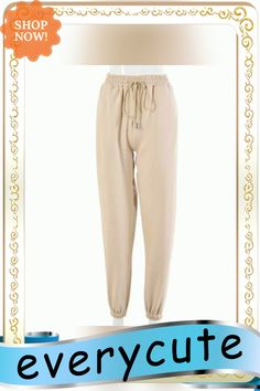 Autumn Sweatpants Women Pants Loose Joggers Women High Waisted Trousers Ladies Fashion Sweat Baggy Pants Women White Beige High-waist Sweatpants For Loungewear, High Waist Beige Sweatpants For Loungewear, Beige Drawstring Ankle Pants, Beige Drawstring Ankle-length Pants, Beige Solid Color Pants For Loungewear, Beige Solid Color Loungewear Pants, Beige High-waisted Drawstring Pants, High-waisted Beige Drawstring Pants, Beige Stretch Pants With Drawstring