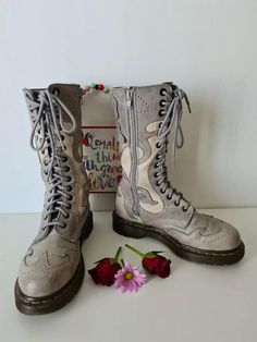 Thank you for reviewing my item.  Excellent quality & made to last! Condition: Good condition Dr Doc Martens 1914 Adina butterfly 14 eye grey mid calf boots UK 4 EU 37 US 6 I am a trusted seller. Please check my page for feedback on my previous sold items.   2-3 working days delivery to UK, 3-5 working days delivery to rest of Europe. 5 - 10 working day delivery to rest of the world. Item will be send tracked (recorded). Worldwide tracked sending 30 Euro Item will be well packed, shipped ASAP Pl Womens Booties, Booties Ankle Boots, Boots Uk, Sorel Winter Boot, Calf Boots, Doc Martens, Mid Calf Boots, Boot Shoes Women, Mid Calf