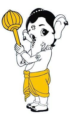 an image of the god ganesha holding a lamp in one hand and wearing a headband