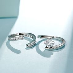 Sterling Silver Rings Set, Silver Ring Set, Bridal Sets, Wedding Ring Sets, Princess Cut, Quality Jewelry, Diamond White, Ring Set, Sterling Silver Ring