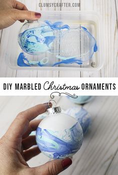 diy marbled christmas ornament with text overlay