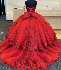 Embellished Ball Gown For Sweet 16, Sweet 16 Embellished Ball Gown, Embellished Tulle Quinceanera Dress, Red Dress For Sweet 16 And Prom Season, Red Dress For Sweet 16 During Prom Season, Embellished Floor-length Quinceanera Dress, Red Fitted Quinceanera Dress For Pageant, Fitted Red Quinceanera Dress For Pageant, Sleeveless Tulle Quinceanera Dress For Sweet 16