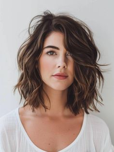 Stylish Medium Hairstyles for Thick Hair 2024 Above Shoulder Length Hair Thick Hair, Short Hairstyle Women Layered Thick Hair, Shoulder Length Hair For Thick Hair, Medium Length Hairstyles For Thick Hair, Thick Hair Lob, Wavy Long Bob Hairstyles, Choppy Mid Length Hair, Medium Hairstyles For Thick Hair, Short Thick Hair