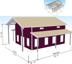 an image of a building with measurements for the roof