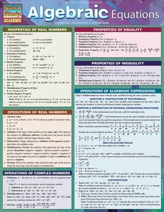 QuickStudy: Algebraic Equations Algebraic Equations, College Algebra, Algebra Equations, Algebraic Expressions, Math Tutorials, Differential Equations, Excel Tutorials, Math Formulas, Math Help