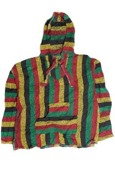 Recycled Red Green And Yellow Baja Hoodie Ugly Christmas, Red Green, Yellow