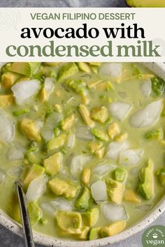 a bowl of avocado with condensed milk