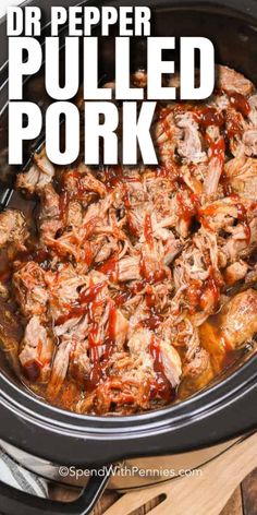 crock pot filled with pulled pork and bbq sauce