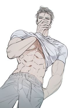 a drawing of a man with no shirt on