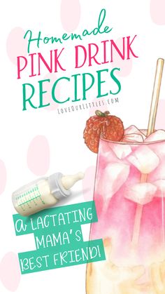 Illustrated pink drink and baby bottle. Homemade Pink Drink, Pink Drink Recipe, Starbucks Pink Drink Recipe, Drinks With Cranberry Juice, Lactation Recipes Smoothie, Homemade Starbucks, Starbucks Pink Drink, Pink Drink Recipes, Dehydrated Strawberries