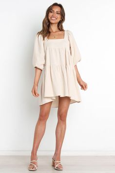 Jameela Dress - Cream - Petal & Pup USA Dress Above The Knee, Panel Skirt, Babydoll Mini Dress, Paneled Skirt, Mini Dress Formal, Outfit Jeans, Usa Dresses, Picture Outfits, Long Sleeve Sweater Dress