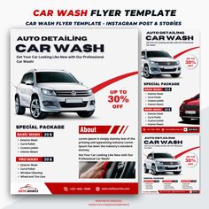 car wash flyer template with two different cars