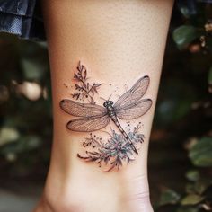 Ankle Tattoos For Women Tattoo Design Pack Over The Shoulder Tattoo For Women, Dragon Fly Tattoo Designs, Tattoos For Women Design, For Women Tattoo Design, Women Tattoo Design, Pine Tattoo, Small Dragonfly Tattoo, Horse Tattoo Design, Mastectomy Tattoo